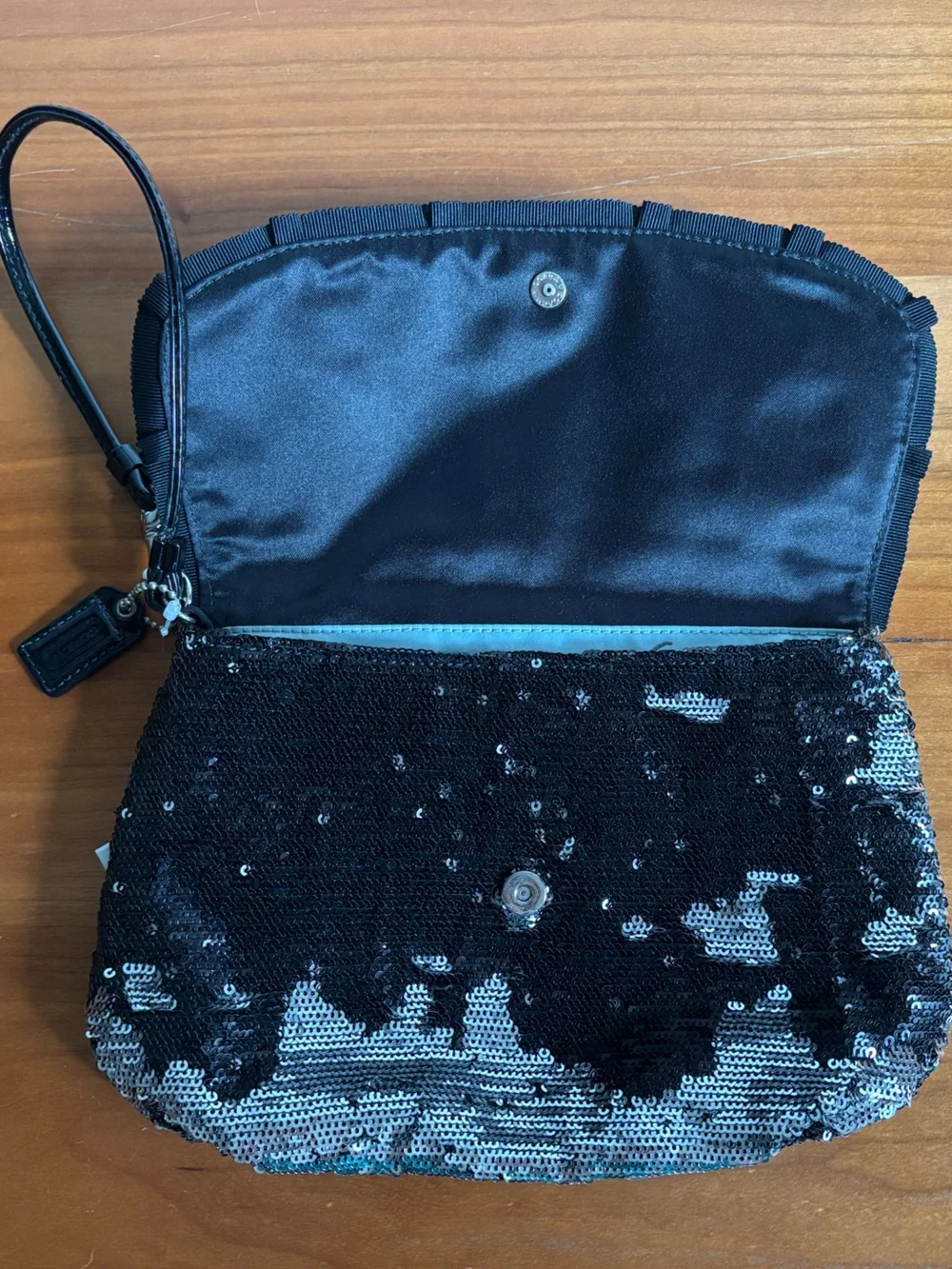 Coach Reversible Sequin Clutch Wristlet